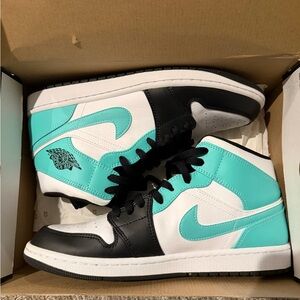 Jordan Athletic Shoes in Black, White, and Teal